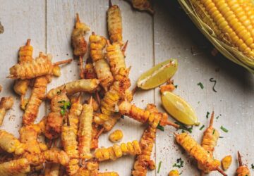 Yellow Corn, Lemon Slices and Potato Fries