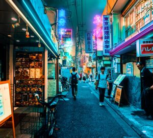 two person walking along the alley