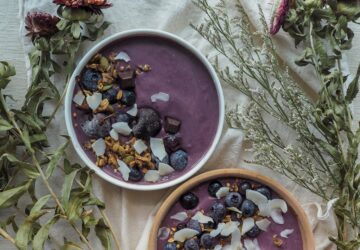 dessert with nuts and blackberry toppings