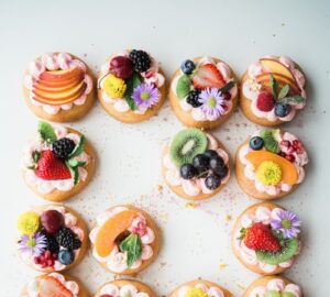 assorted donuts top of white area