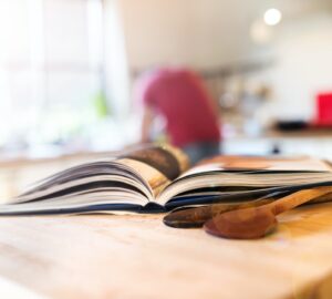 Cook book on a table