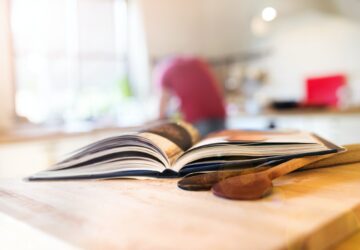 Cook book on a table