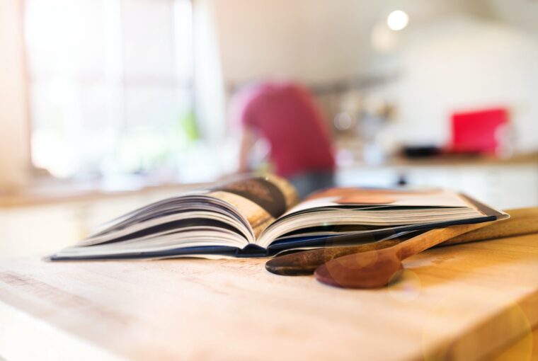Cook book on a table