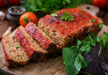 Homemade ground meatloaf with vegetables