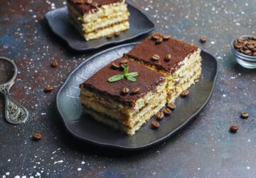 Tasty homemade tiramisu cake.
