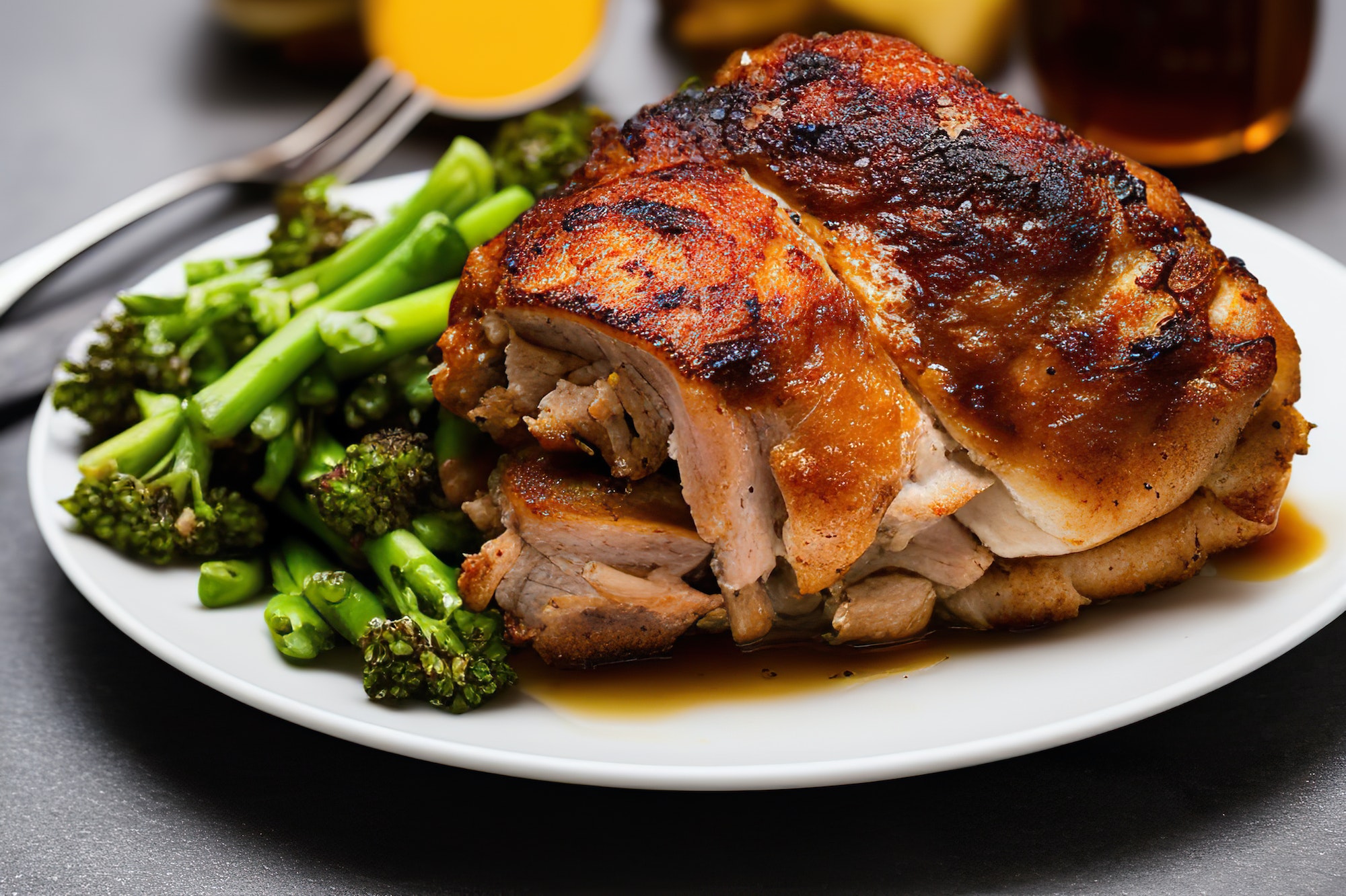 Traditional modern style braised slow cooked leg of lamb in red wine sauce