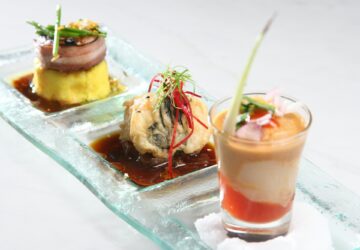 trio of gourmet entrees, asian food